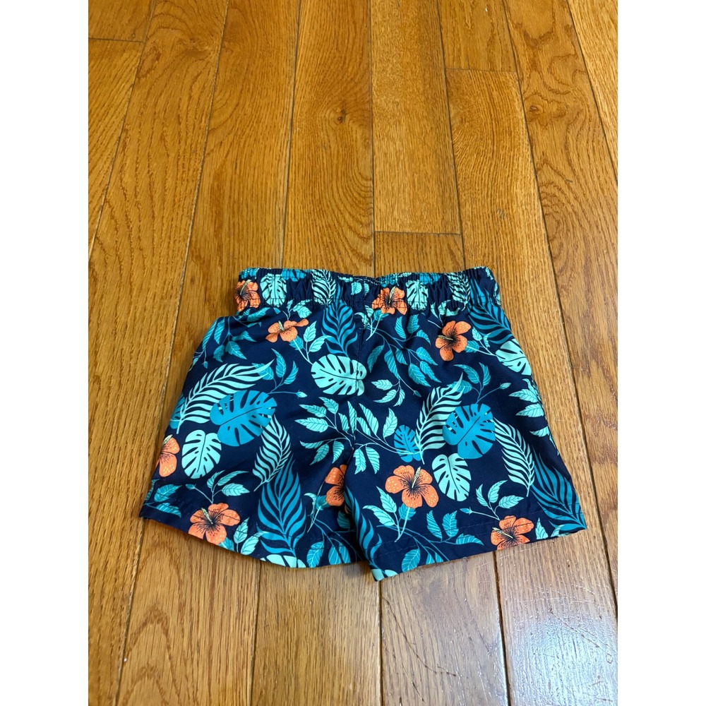 Cat & Jack Toddler Boys Navy Tropical Floral Hibiscus Swim Trunks 18M - Picture 4 of 4
